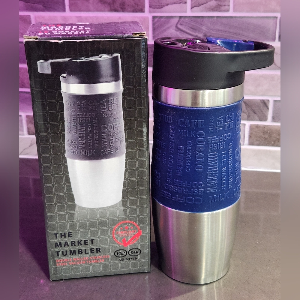 The Market Tumbler with Blue Grip